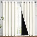 Yakamok 100% Cream Blackout Curtains for Bedroom, Light Blocking Thermal Insulated Noise Reducing Blackout Drapes for Living Room(62Wx96L, 2 Panels)