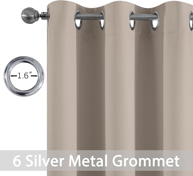Yakamok Blackout Curtains Room Darkening Thermal Insulated Window Panels,Solid Grommet Top Drapes for Bedroom/Living Room(38Wx84L, Natural, 2 Panels)