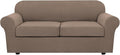 H.VERSAILTEX 3 Piece Stretch Sofa Covers for 2 Cushion Sofa Couch Covers for Living Room Sofa (Base Cover Plus 2 Seat Cushion Covers) Thicker Jacquard Fabric (Large Sofa, Macchiato)