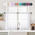 White Small Sheer Curtains 2 Panels Set, Kitchen Curtains 24 Inch Length, Elegant Light Filtering Short Window Drapes for Living Room Bedroom, Dual Rod Pocket Design, 2x42Wx24L Inches