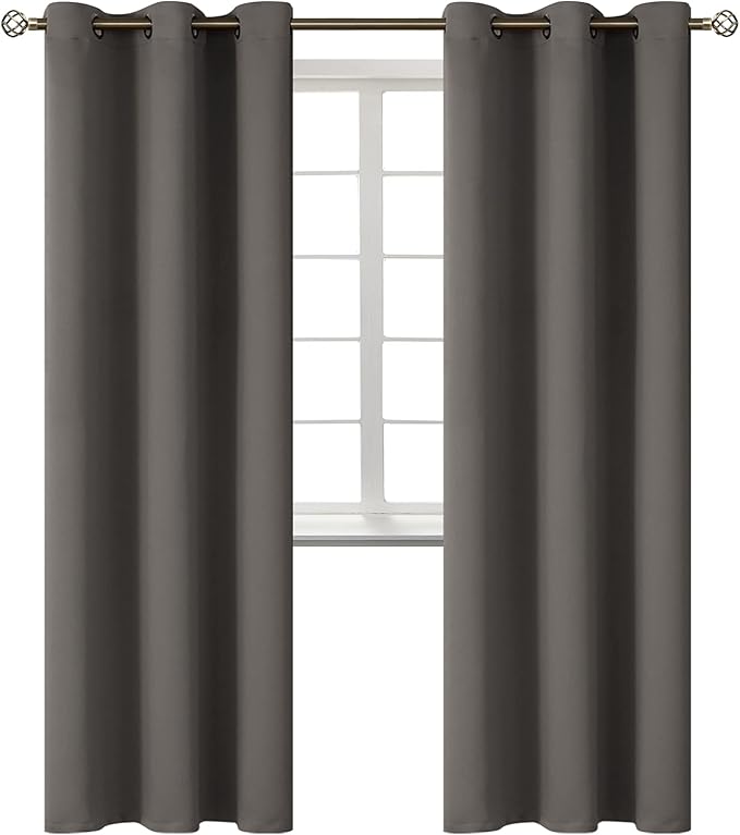 BGment Blackout Curtains for Bedroom - Grommet Thermal Insulated Room Darkening Curtains for Living Room, Set of 2 Panels (38 x 84 Inch, Grey)