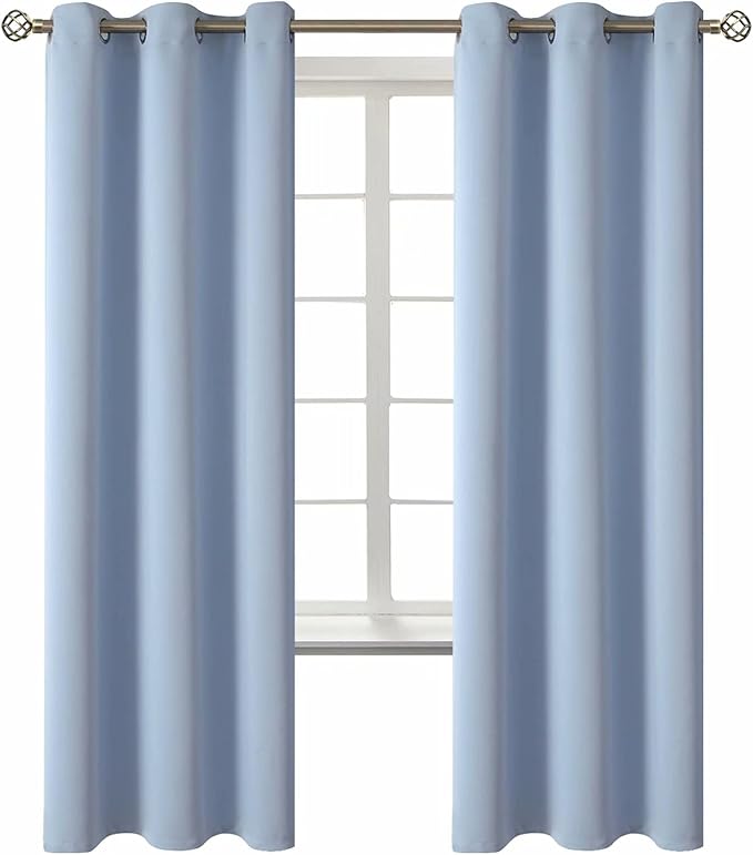 BGment Blackout Curtains for Living Room - Grommet Thermal Insulated Room Darkening Curtains for Bedroom, 2 Panels of 42 x 72 Inch, Spa Blue