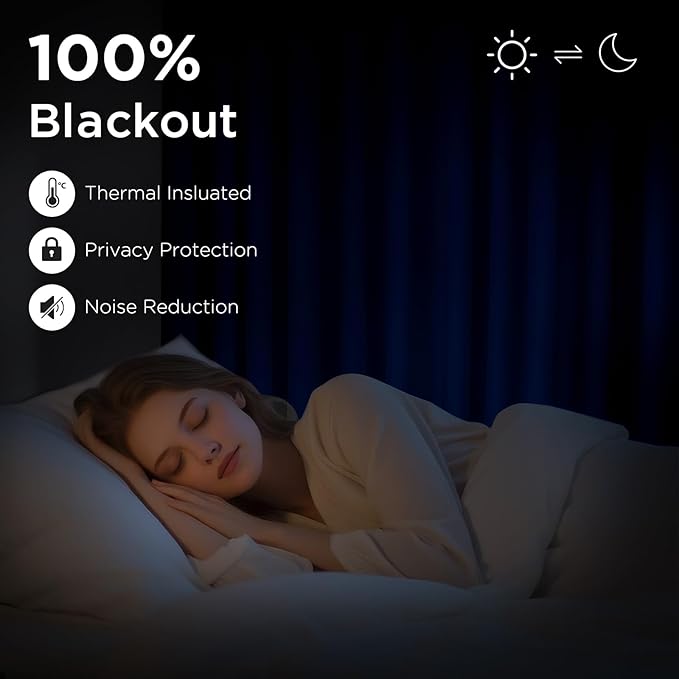 CUCRAF Royal Blue Blackout Curtains Customize, Rod Pocket Room Darkening Curtain for Bedroom Living Room, Thermal Insulated Window Drapes 1 Panel (Custom Size, Color)