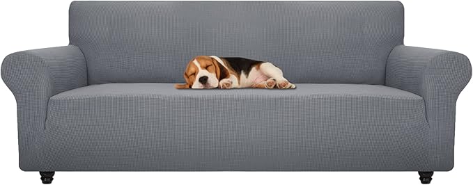 ZNSAYOTX Stretch Oversized Couch Cover Universal Sofa Covers for Living Room Dogs Pet Furniture Protector Spandex Extra Large Sofa Slipcovers with Anti Slip Foam Sticks (Light Grey, XL Sofa)