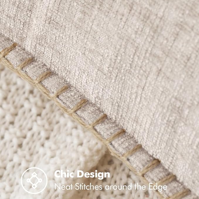 MIULEE Pack of 2 Couch Throw Pillow Covers 18x18 Inch Natural Beige Farmhouse Decorative Pillow Covers with Stitched Edge Taupe Soft Chenille Solid Dyed Pillow Covers for Sofa Bed Living Room