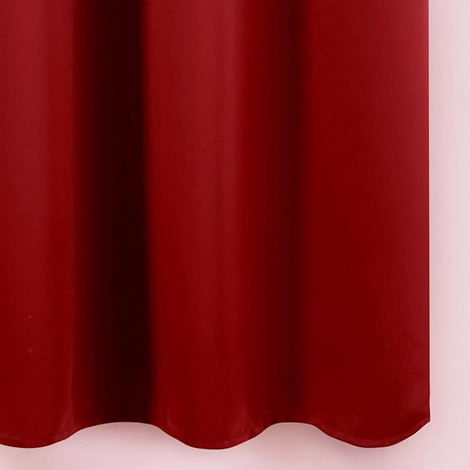 LEMOMO Blackout Curtains 66 x 54 Inch Long Red Curtains Set of 2 Panels Room Darkening Curtains for Bedroom and Living Room