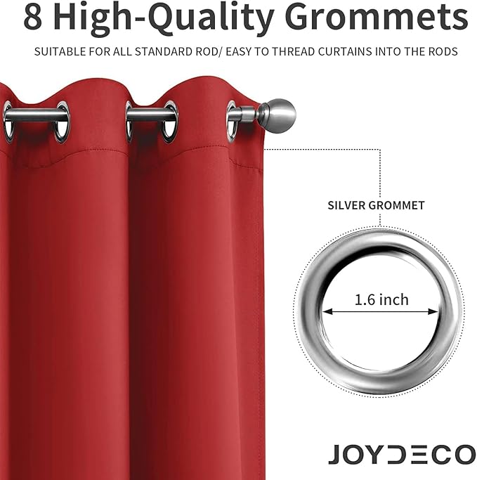 Joydeco Blackout Curtains 120 inches Long 2 Panels Set, Thermal Insulated Long Curtains & Drapes 2 Burg, Room Darkening Grommet Drapes for Bedroom Living Room Windows(W52 x L120 Inch, Red)