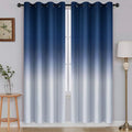 SimpleHome Ombre Room Darkening Curtains for Living Room, Light Blocking Gradient Blue to Grey White Thick Thermal Insulated Grommet Window Curtains/Drapes for Bedroom, 2 Panels, 52x72 inches Length