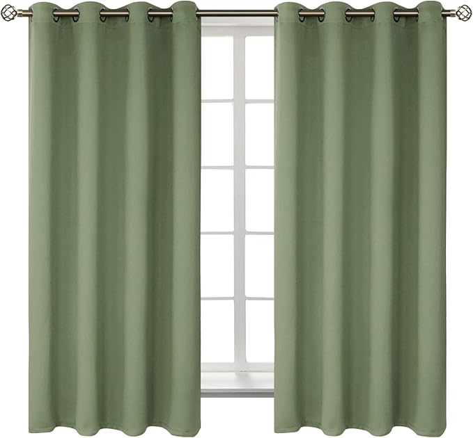 BGment Room Darkening Curtains 63 Inches Long - Grommet Thermal Insulated Drapes Window Treatment Curtains for Bedroom, 2 Panels, 52 x 63 Inch, Grass Green