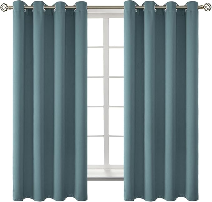 BGment Room Darkening Curtains 63 Inches Long - Grommet Thermal Insulated Drapes Window Treatment Curtains for Bedroom, 2 Panels, 52 x 63 Inch, Stone Blue