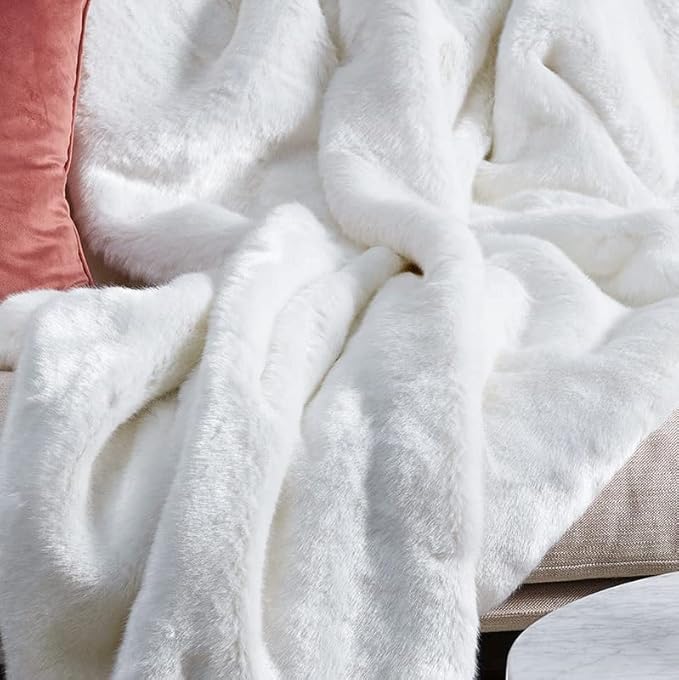 ORINOVA White Washable Furry Area Rug Runner Faux Bunny Fuzzy Fur Rugs for Bedroom Living Room 2x6 Rug Runners for Hallways Room Décor