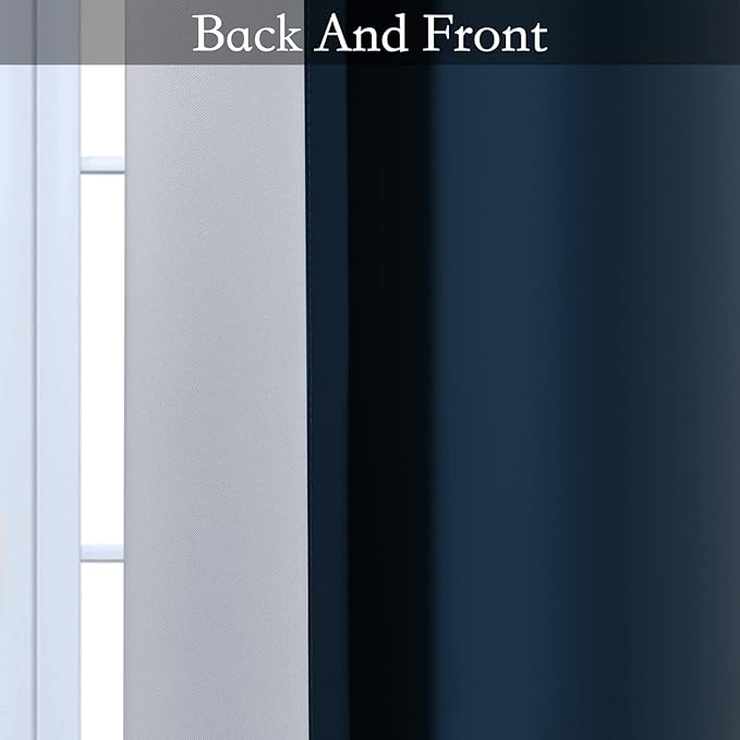SimpleHome Navy Blue Ombre Room Darkening Curtains for Living Room, Light Blocking Gradient Thermal Insulated Grommet Window Curtains/Drapes for Bedroom, 2 Panels, 52x84 inches Length