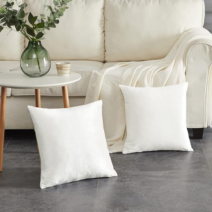 GIGIZAZA White Velvet Decorative Throw Pillow Covers for Sofa Bed 2 Pack Soft 20x20 Cushion Covers