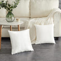 GIGIZAZA Decorative Throw Pillow Covers 16x16,Set of 2 White Square Couch Pillow Covers,Velvet Sofa Boho Cushion Pillows