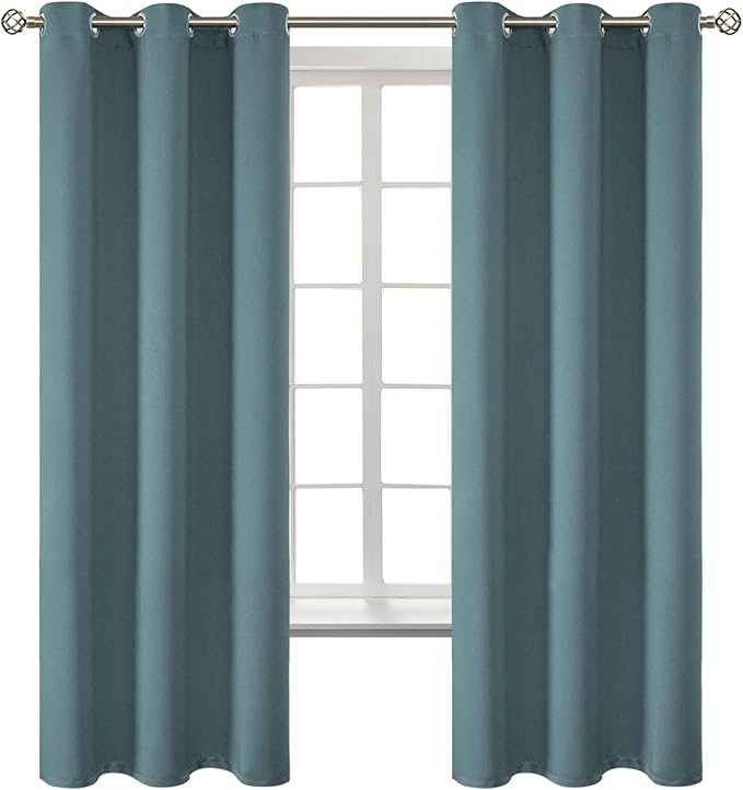 BGment Room Darkening Curtains 63 Inches Long - Grommet Thermal Insulated Drapes Window Treatment Curtains for Bedroom, 2 Panels, 42 x 63 Inch, Stone Blue