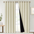 NICETOWN Living Room Completely Shaded Draperies, Privacy Protection & Noise Reducing Ring Top Drapes, Black Lined Insulated Window Treatment Curtain Panels (Beige, 2 Pieces, W70 x L84)