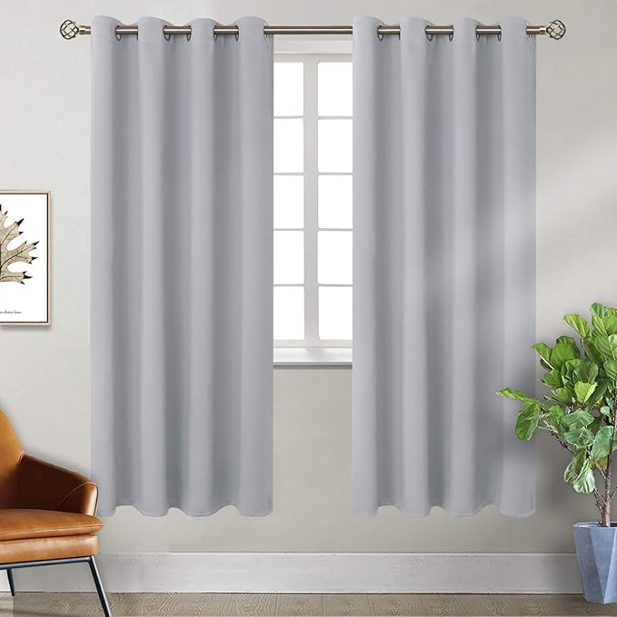BGment Room Darkening Curtains for Bedroom - Grommet Thermal Insulated Window Treatments Light Blocking Curtains for Living Room, Set of 2 Panels, Each 46 x 72 Inch, Light Grey