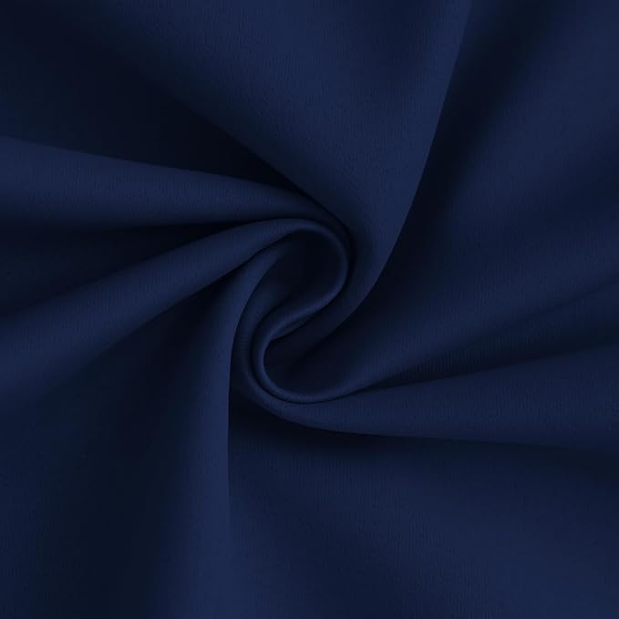 Yakamok 100% Blackout Curtain Panels 84 inches Cold and Light Blocking Drapes for Nursery, 2 Thick Layers Thermal Insulated Draperies (2 Pieces, 50 Wide Each Panel, Navy Blue/White Backing)