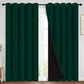 Yakamok 100% Blackout Lined Panels, Thermal Insulated Blackout Curtains for Bedroom, Heat Blocking Drapes for Living Room(70Wx84L, Dark Green, 1 Panel)