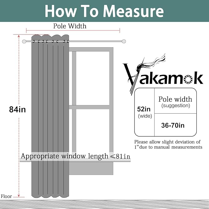 Yakamok 84 Inch Long 100% Blackout Curtains for Bedroom, 2 Thick Layers Thermal Insulated Grommet Total Blackout Drapes with Black Liner for Living Room (52Wx84L,Light Grey, 1 Panel)