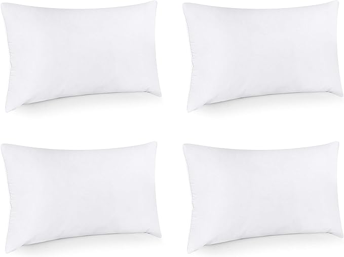 Utopia Bedding Throw Pillows (Set of 4, White) – 16 x 26 Inches Down Alternative Pillows for Bed, Sofa, and Couch - Fluffy Decorative Stuffer Pillow for Indoors & Outdoors