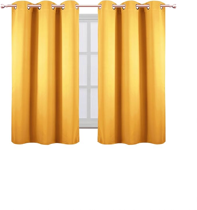 LEMOMO Yellow Blackout Curtains 42 x 54 Inch Length Set of 2 Panels Grommet Bedroom Curtains for Living Room