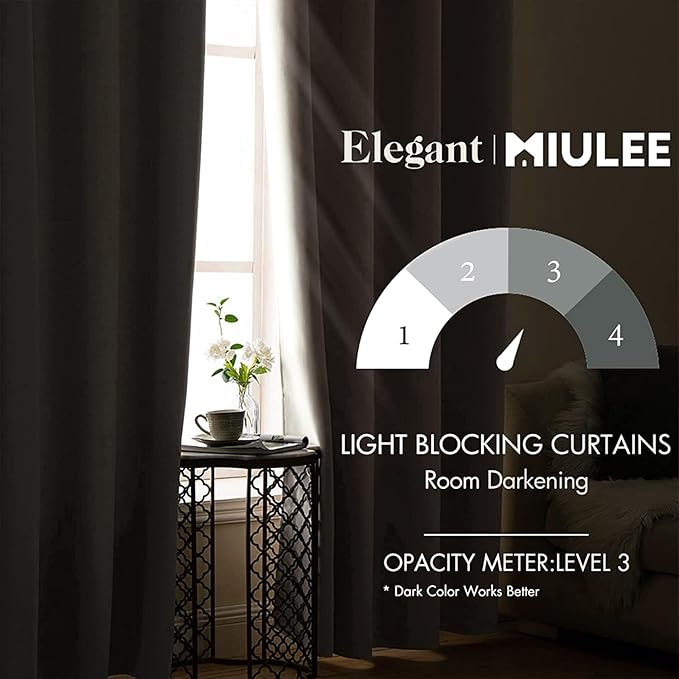 MIULEE Blackout Curtains for Bedroom Living Room Thermal Insulated Room Darkening Grommet Top Solid Light Blocking Drapery Set of 2 Window Panels 52 x 72 Inches Ivory