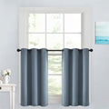 Yakamok Soild Small Window Curtains, Grommet Thermal Insulated Privacy Curtains and Drapes Room Darkening Shades Decent Decor for Kitchen Camper Closet(2 Panels,Stone Blue,42x36 Inch)