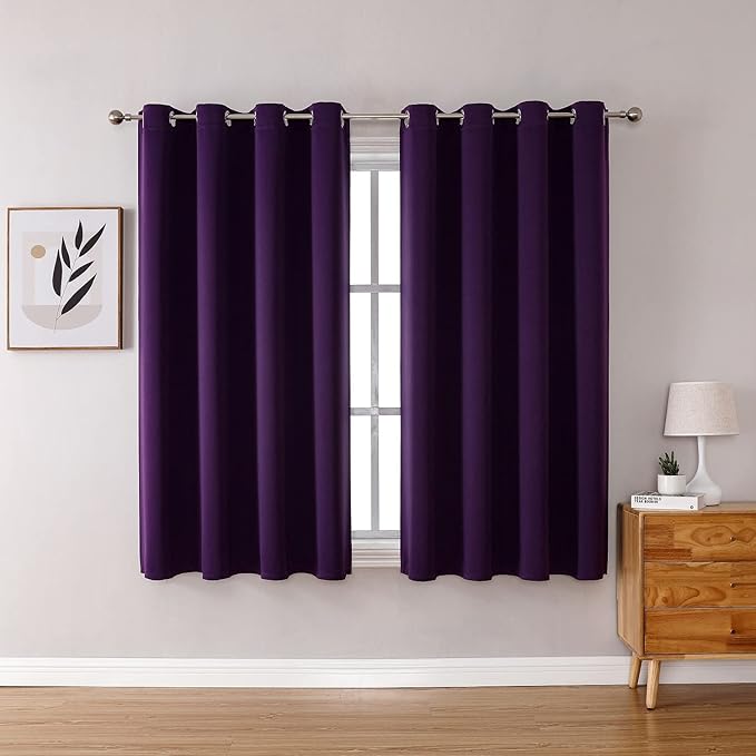 ChrisDowa Grommet Blackout Curtains for Bedroom and Living Room - 2 Panels Set Thermal Insulated Room Darkening Curtains (Royal Purple, 52W x 54L)