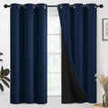 SimpleHome 100% Blackout Curtains for Bedroom,Thermal Insulated Navy Blue Grommet Window Drapes Room Darkening Curtains for Living Room with Black Back,38 x 63 Inch,2 Panels
