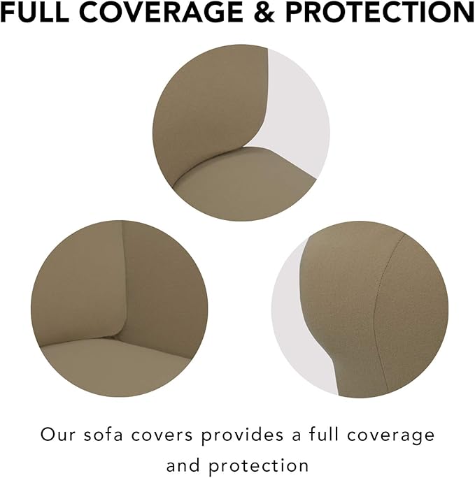 PureFit Super Stretch Chair Sofa Slipcover – Spandex Non Slip Soft Couch Sofa Cover, Washable Furniture Protector with Non Skid Foam and Elastic Bottom for Kids, Pets （Chair, Tan）