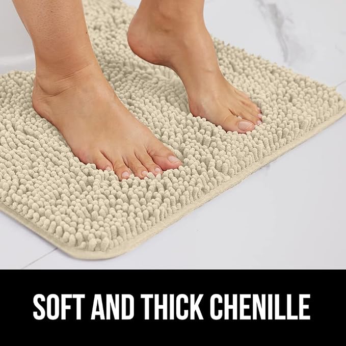 Bath Rugs, 44 x 26 Inch Chenille, Quick-Dry Microfiber, Machine Washable