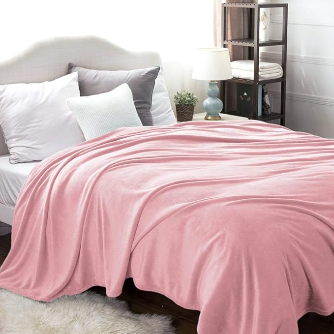 Bedsure GentleSoft Fleece Blankets Queen Size Pink - Valentines Blanket Soft Lightweight Plush Fuzzy Cozy Luxury Throw Microfiber 90x90 inches