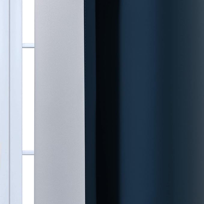 Yakamok Room Darkening Ombre Curtains 63 Inch Length, Navy Blue and Greyish White Thermal Insulated Gradient Color Curtains,Light Blocking Grommet Window Drapes for Bedroom,42 Inch Width,2 Panels