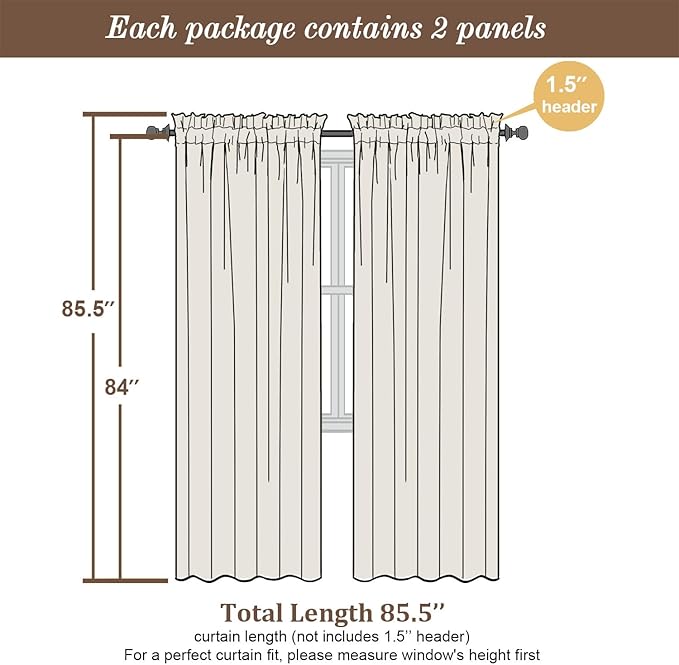 Chyhomenyc Light Green Sheer Curtains 84 Inches Long 2 Panels Set- Light Filtering Curtains for Bedroom, Soft Airy Voile Rod Pocket Living Room Window Drapes, 42Wx84L Inches, 2 PCS