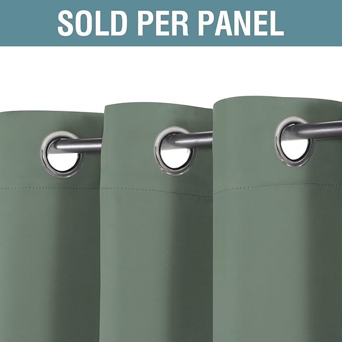 H.VERSAILTEX Blackout Curtain for Bedroom Small Window Kitchen Blackout Curtains 45 inch Length Energy Saving Solid Grommet Blackout Drape, One Panel, Green Bay, 52" W x 45" L