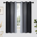 Yakamok Light Blocking Ombre Curtains, Greyish White and Black Gradient Color Curtains, Room Darkening Grommet Window Drapes for Bedroom(Black, 42x63 Inch, 2 Panels)