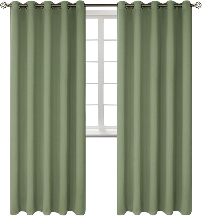 BGment Room Darkening Curtains 84 Inches Long - Grommet Thermal Insulated Drapes Window Treatment Curtains for Bedroom, 2 Panels, 70 x 84 Inch, Grass Green