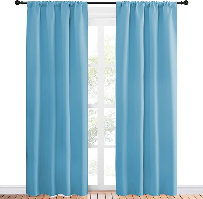 NICETOWN Blackout Curtains Window Draperies - Window Treatment Thermal Insulated Solid Room Darkening Drapes for Bedroom (Teal Blue, Set of 2, 42 by 84 inches Long)