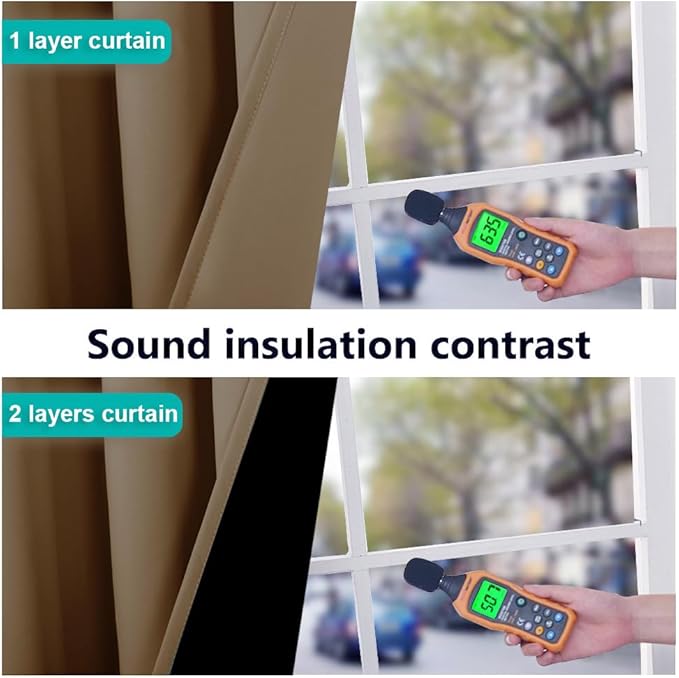 NICETOWN Full Shade Curtain Panels, 62 x 84 inch, Gold Brown, Pair of Energy Smart & Noise Blocking Out Blackout Drapes for Dining Room Window, Thermal Insulated Guest Room Lined Window Dressing
