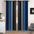 Yakamok Blackout Ombre Dark Blue and Black Curtains for Bedroom, Gradient Room Darkening Curtains, Grommet Thermal Insulated Light Blocking Window Drapes/Curtain for Living Room,52 x 72 Inch,2 Panels