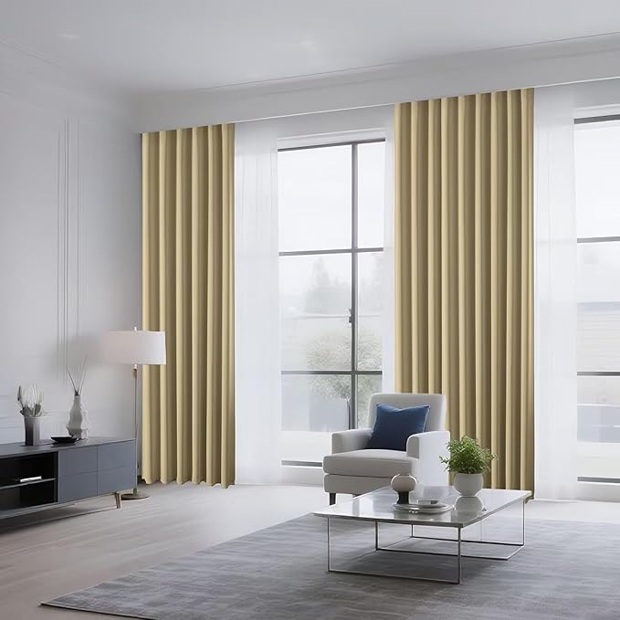 Joydeco Blackout Curtains for Bedroom 96 inch Long 2 Panels, Thermal Insulated Room Darkening Curtains with Grommets, Soft Window Drapes for Living Room (W52 x L96 Inch, Beige)