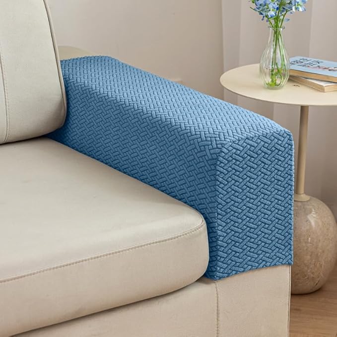 Soothing Home Sofa Covers, Sofa Hero Covers, Wear-Resistant Universal Couch Covers Washable Stretch Sectional Couch Cushion Covers (Blue,Arm Rest Covers 2pcs)