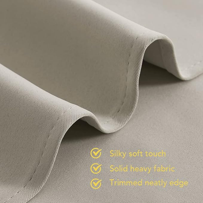 NICETOWN Natural Blackout Curtains Panels for Bedroom, 2 Panels, 52 x 92 Inch, 3 Pass Microfiber Noise Reducing Thermal Insulated Solid Ring Top Blackout Window Drapes