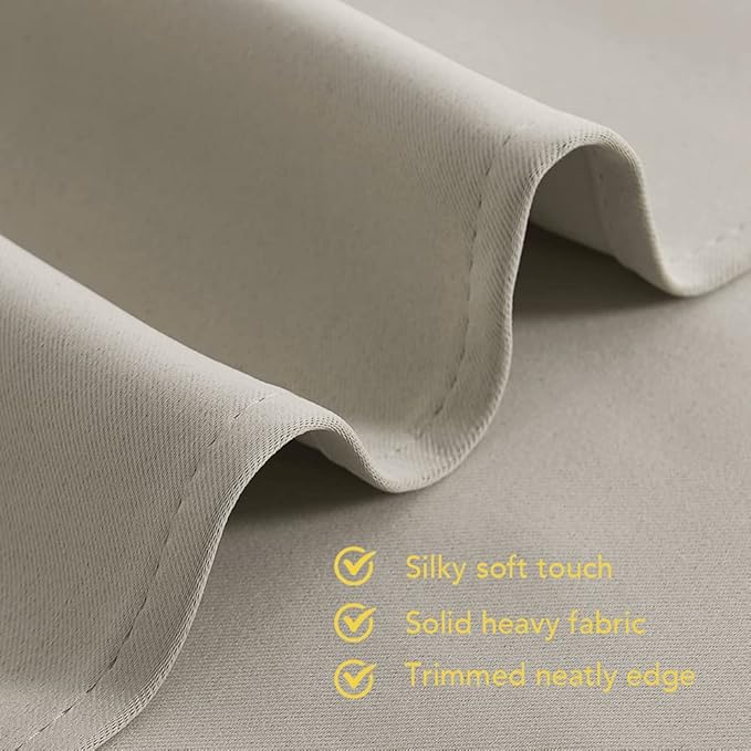 NICETOWN Natural Blackout Draperies Curtains for Kids Room, Window Treatment Thermal Insulated Solid Grommet Blackout Drape Panels for Bedroom (Set of 2, 70 by 72 inches)