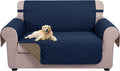U-NICE HOME Loveseat Sofa Cover Reversible Couch Cover for Dogs with Elastic Straps Water Resistant Furniture Protector for Pets Couch Cover for 2 Cushion Couch (Loveseat, Navy/Taupe)