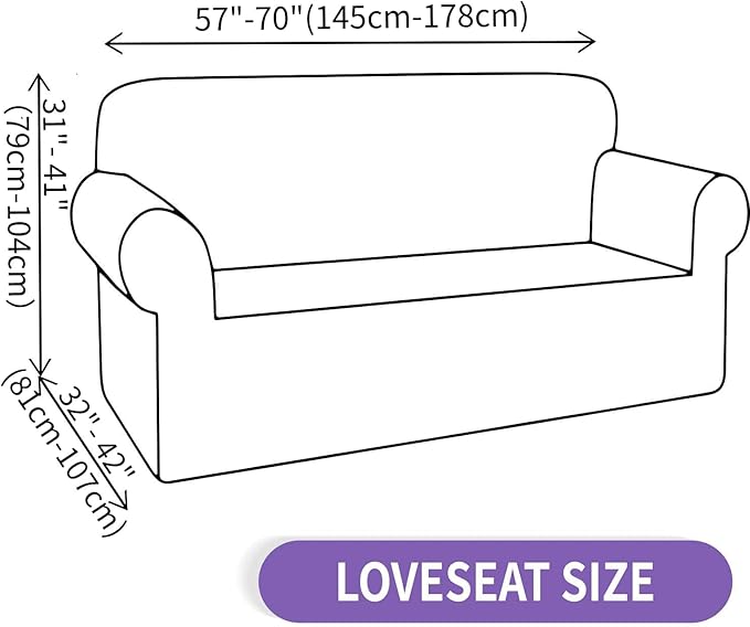 ZNSAYOTX Super Stretch Loveseat Covers (57"-70"), New Striped Love Seat Slipcover, Dogs Pet Friendly Anti-Slip Couch Protector Spandex Durable 2 Seater Fabric Sofa Cover (Wine Red, Loveseat)