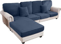 Couch Cover 4-Piece Elastic Velvet Couch Cushion Covers & Chaise Slipcovers for L-Shaped Sofas, Sofa Seat Covers Washable, Soft Cover for Couches (3 Seater + Chaise, Berlin Blue)