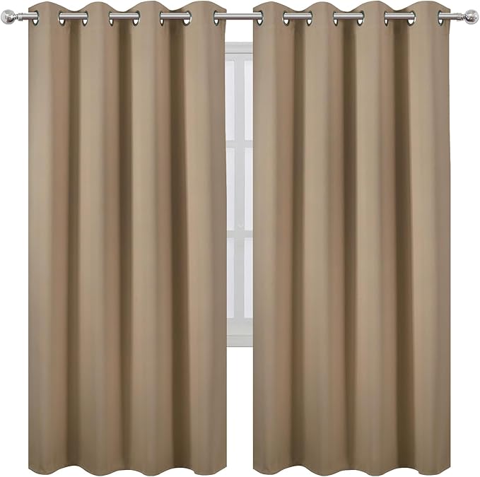 LEMOMO Natural Thermal Blackout Curtains/52 x 72 Inch/Set of 2 Panels Room Darkening Curtains for Bedroom