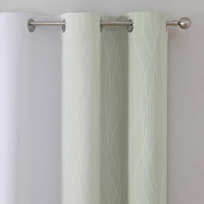 Estelar Textiler Sage Green and Greyish White Ombre Blackout Curtains 54 Inch Length 2 Panels, Full Room Darkening Drapes for Kitchen, Thermal Insulated Grommet Short Curtains for Bedroom,42Wx54L
